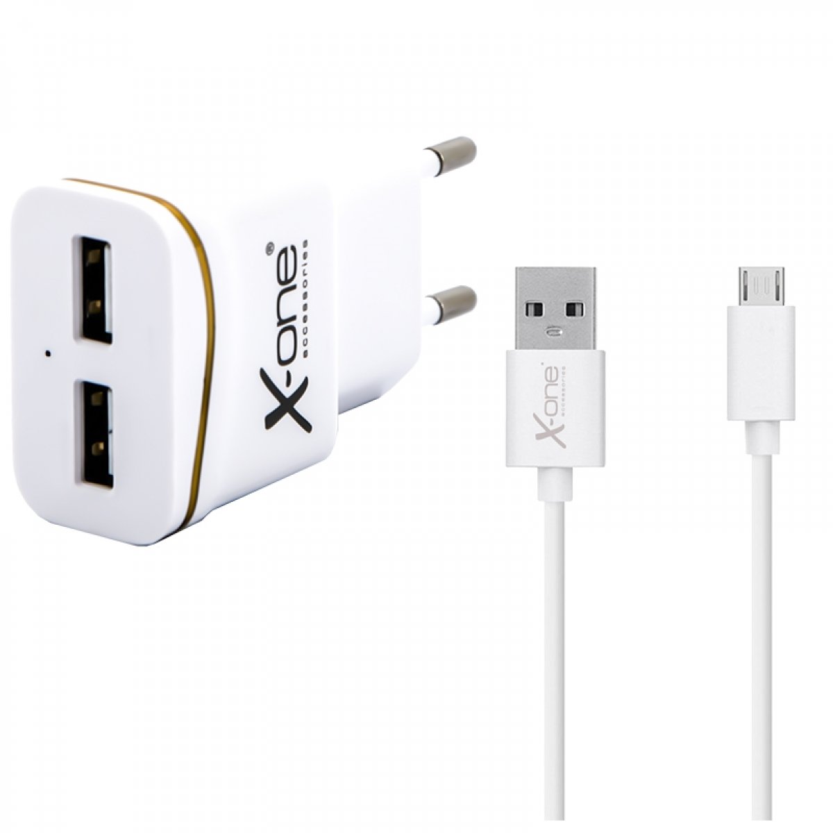KIT CARGADOR RED 2 USB 2.1A+CABLE USB C X-ONE