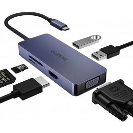 DOCK USB "C" A 2 USB+HDMI+VGA+SD+TF HOPDAY