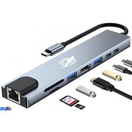 DOCK USB "C" A USB C/H 3.0+2 USB A/H+HDMI+SD+RJ45