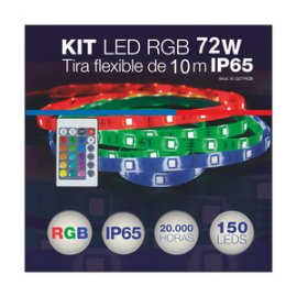 KIT TIRA DE LED IP65 5050 RGB (10M) 72W+ALIM+CONT