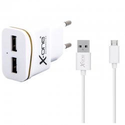 KIT CARGADOR RED 2 USB 2.1A+CABLE USB C X-ONE